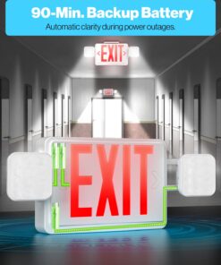 Sunco Lighted Exit Signs for Business with Battery Backup, Emergency LED Exit Light Combo, 120-277V Double Sided with Two LED Flood Lights, Fire Resistant UL 94V-0, Commercial Grade 6 Pack 13 71l9TVu7vRL