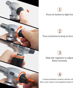 Ideapro Butane Torch, Refillable Kitchen Torch Lighter Culinary Blow Torch with Security Lock and Adjustable Flame for Creme Brulee,BBQ,Desserts,Baking and welding Black 15 71l9blBUhL