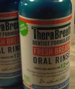 TheraBreath Fresh Breath Mouthwash, Icy Mint Flavor, Alcohol-Free, 16 Fl Oz (Pack of 2) Adult 16 Fl Oz (2-Pack) 26 71l9pM54F8L