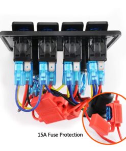 FXC Waterproof Marine Boat Rocker Switch Panel 4 Gang with Dual USB Slot Socket + Cigarette Lighter Blue LED Light for Car Rv Vehicles Truck 18 71lAca3uvqL