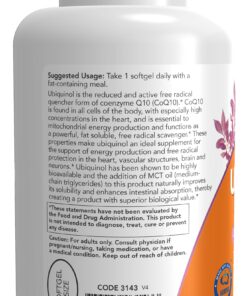 NOW Supplements, Ubiquinol 100 mg, High Bioavailability (the Active Form of CoQ10), 120 Softgels 120 Count (Pack of 1) 12 71lAzZV9iPL