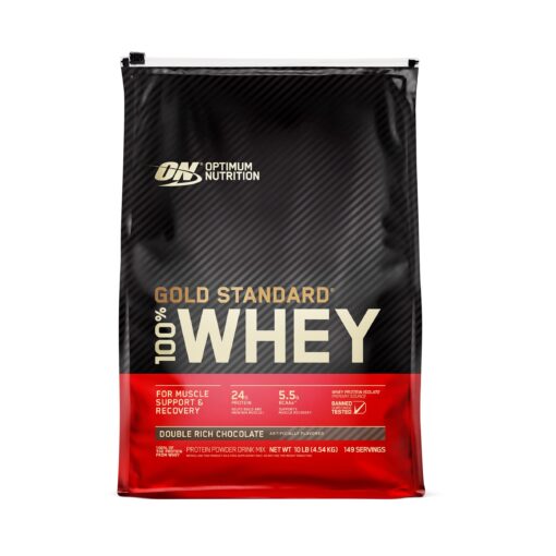 Optimum Nutrition Gold Standard 100% Whey Protein Powder, Double Rich Chocolate, 10 Pound (Packaging May Vary) 10 Pound (Pack of 1)