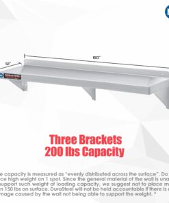 DuraSteel Stainless Steel Wall Shelf - 60" Wide x 12" Deep Commercial Grade - NSF Certified - Industrial Appliance Equipment (Restaurant, Bar, Home, Kitchen, Laundry, Garage and Utility Room) 12" Deep x 60" Wide 13 71lBb3tAqL