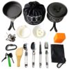 Gold Armour 17 Pieces Camping Cookware Mess Kit Backpacking Hiking Outdoors Gear - Lightweight Cookset, Compact, Durable Pot Pan Bowls, Essential Camping Accessories Equipment Gear (Black) 2 71lC7xmG7vL