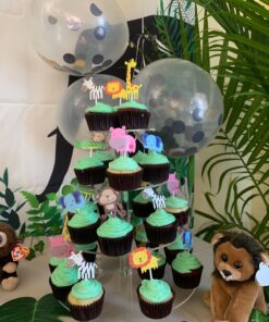 YestBuy 4 Tier Round Acrylic Cupcake Stand with Base, Premium Cupcake Holder, Acrylic Cupcake Tower Display Cady Bar Party Décor – Display for Pastry (4" Between 2 Layers with Base) 4 Tier Round with BASE ( 4" between 2 layers) 34 71lCLR1bVSL