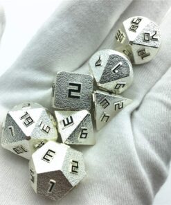 Momostar RPG Solid Metal Polyhedral Dice for Dungeons and Dragons, Pathfinder and Other Games. 7 Pcs Black Numbers Protrude from Silver 6 71lD6EuBGmL
