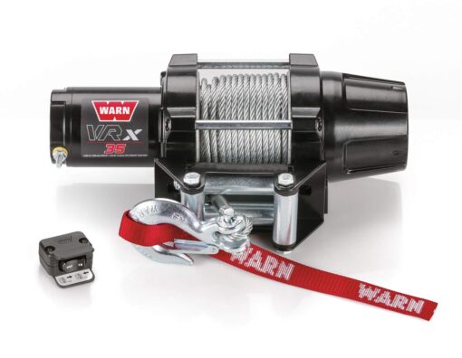 WARN 101035 VRX 35 Powersports Winch with Handlebar Mounted Switch and Steel Cable Wire Rope: 7/32" Diameter x 50' Length, 1.75 Ton (3,500 lb) Capacity Steel Rope 3,500 lbs.