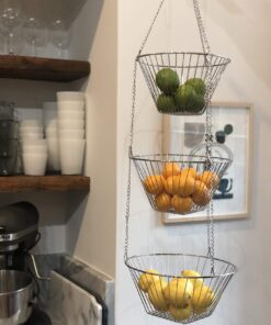 Alternative view of Fox Run Three Tier Hanging Wire Baskets, 11 x 11 x 6.75 inches, Chrome