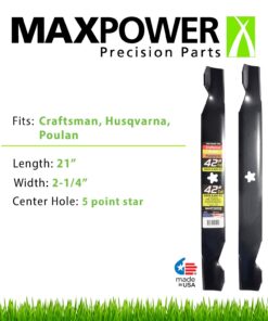 MaxPower 561713B 2-Blade Set for 42" Cut Poulan/Husqvarna/Craftsman Replaces 138498, 138971, 138971X431, 532138971, 53-21278-43, 53-21384-98, Black 16 71lF9NnTeTL