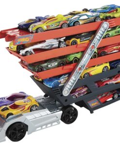 Hot Wheels Playset with Hw MEGA Hauler Toy Truck & 1:64 Scale Car, Stores 50+ Vehicles, Expands to 6 Levels red 26 71lFToZAF4L