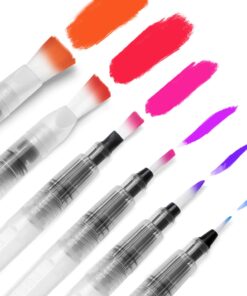 Water Color Brush Pen Set: Ohuhu Set of 6 Watercolor Paint Brushes for Water Soluble Colored Pencil Watercolor Water-Base Markers Powdered Pigment Watercolor Paints Ideal for Adults Teens Artists