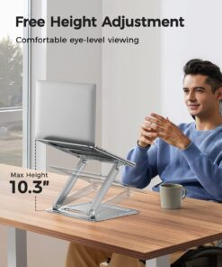 Alternative view of LORYERGO Adjustable Laptop Stand, Portable Riser for 17.3inch Laptops, Adjustment for Desk, Holds Up to 17.6lbs Notebook - Sliver