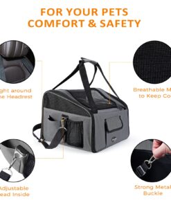 Pettom Dog Car Seat Pet Car Booster Seat Carrier Airline Approved for Dog Cat Puppy Small Animal Travel Cage (Gray-1, Small-Hold Pet up to 13lb) Gray-1 16 71lG3cbAynL