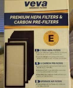 VEVA Premium 2 HEPA Filters and 6 Pack of Pre-Filters compatible with Air Purifier Models AC4100/AC4150BLCA and Replacement FLT4100 Filter E 24 71lG704DNxL