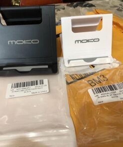 MoKo Phone/Tablet Stand, Foldable Tablet Holder Fits with iPhone 15/Pro/Plus/Pro Max, iPhone 12/12 pro Max/11/Xs Max, iPad Pro 11, iPad Air 4/Mini 6 2021, iPad 9th 10.2", Black Small Size 55 71lGQU4wmQL