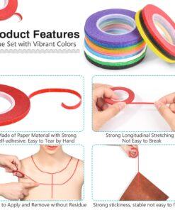 Alternative view of selizo 20 Rolls 1/8 Whiteboard Tape Line, 3mm Thin Tape for Dry Erase Board, Pinstriping Tape, Draping Tape, Chart Tape for White Board Accessories DIY Art Crafts Assorted Color