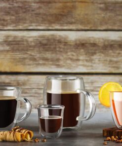 JoyJolt Double Wall Glass Coffee Mugs - 13.5oz Double Walled Glasses, Thermal Borosilicate Glass Insulated Coffee Mug. Clear Coffee Glass Cup, Cappuccino Mug, Iced Coffee Cup, Tea Mugs 36 71lHAhhCHUL 1