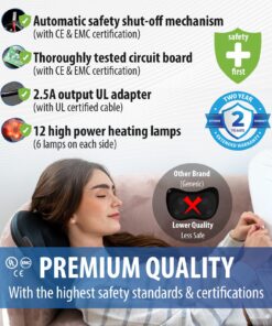 Zyllion Back and Neck Massager with Heat - 3D Deep Tissue Shiatsu Massage Pillow for Chair, Car and Muscle Pain on Whole Body: Shoulders, Calf, Foot, Legs, Arms (NOT Cordless) - Black (ZMA-13-BK) 30 71lHC O YSL