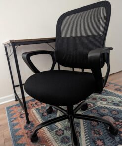 SMUG Office Computer Desk Chair, Ergonomic Mid-Back Mesh Rolling Work Swivel Task Chairs with Wheels, Comfortable Lumbar Support, Comfy Arms for Home, Bedroom, Study, Dorm, Student, Adults, Black Modern 49 71lHqrQLaKL