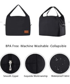 Aosbos Black Lunch Bag Women Insulated Lunch Box for Women Lunch Bags for Adult Lunchbox Lunch Tote Bento Box Cooler Bag for Work Office Picnic Loncheras Para Hombres Mujer Small 9 71lJxMKLTPL