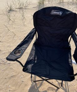 Coleman Portable Camping Chair with 4-Can Cooler, Fully Cushioned Seat and Back with Side Pocket and Cup Holder, Carry Bag Included, Collapsible Chair for Camping, Tailgates, Beach, and Sports Black 33 71lKjg2gLLL
