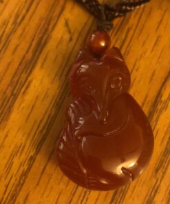 COOLSOME Women's Red Agate Fox Queen Pendant Necklace Grounding Stone Protection 40 71lMWewC77L