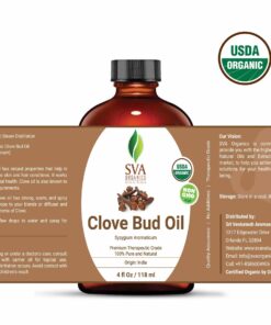 SVA Organics Clove Bud Essential Oil 4 Oz Organic USDA 100% Pure Natural Undiluted Premium Therapeutic Grade Oil for Skin, Teeth, Diffuser, Aromatherapy 4.00 Fl Oz (Pack of 1) 13 71lMst1AOTL