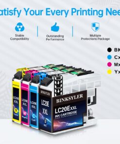 BINKSYLER LC20E XXL BK/C/Y/M Ink Cartridges Super High Yield Replacement for Brother LC20EBK LC20EC LC20EM LC20EY Work for Brother MFC-J985DW J985DWXL J775DW J5920DW Printer (3BK 3C 3M 3Y) 12 Pack 3 Black 3 Cyan 3 Magenta 3 Yellow 10 71lNA lP0vL