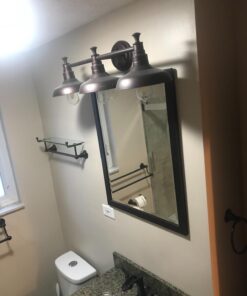 Design House 520320 Kimball Industrial Farmhouse 3-Light Indoor Bathroom Vanity Light with Metal Shades for Over the Mirror, Coffee Bronze 43 71lNXC1zonL