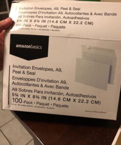 Amazon Basics A9 Blank Invitation Envelopes with Peel & Seal Closure, 5-3/4 x 8-3/4 Inches, White - Pack of 100 44 71lNZERnPWL