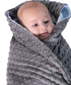 Reversible Unisex Children's Soft Baby Blanket Minky Dot (Light Blue/Grey) Light Blue/Grey 13 71lOAulyF9L