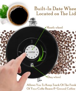 Alternative view of Mixpresso Stainless Steel Airtight Coffee Container - Silver Coffee Grounds and Beans Container with Date-Tracker, Vacuum Sealed Airtight Container, coffee jar 16 Oz