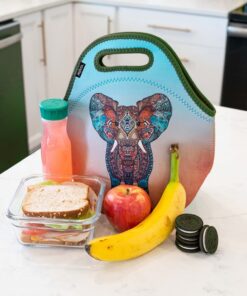 Artovida Artists Collective Insulated Neoprene Lunch Bag - Washable Soft Lunch Tote for Work and Picnic - Design by Monika Strigel (Germany) Elephant - Classic Monika Strigel Elephant 16 71lP8KWa L