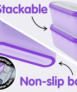 SUMO Ice Cream Containers with Lids for Homemade Ice Cream - Set of 2 Tubs - 1.5 Quart or 3 Pints per Container, Reusable Ice Cream Containers for Freezer Storage, Purple 2 Containers (1.5 Quart Each) 20 71lPdfmM1sL