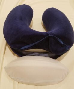 TravelMate Memory Foam Neck Pillow - Adjustable Thickness for Best Comfort, Dark Blue 29 71lQcLXwxuL