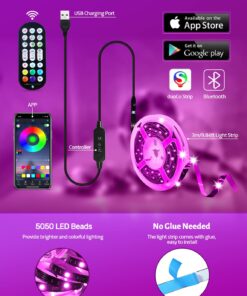 MATICOD LED 9.84ft RGB Strip Lights for TV Behind, USB for 32-43in TV, Bluetooth APP Remote Control Music Sync TV Backlight for Gaming Room Multicolor 9.84FT for 32"-43" TV 21 71lRUe3YEqL