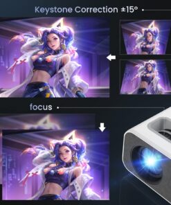 4K Support Projector with Wifi and Bluetooth, HOMPOW Mini Portable Projectors for Outdoor Home Movie, Compatible with Laptop, Smartphone, TV Stick, Xbox, PS5 white 33 71lSRpCAqIL