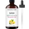 MAJESTIC PURE Lemon Essential Oil, Premium Grade, Pure and Natural Premium Quality Oil, 4 fl oz 4 Fl Oz (Pack of 1)