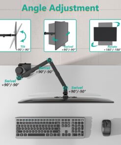 WALI Single Monitor Mount, Single Monitor Arm Desk Mount,Desk Monitor Stand, Holds Screen Up to 27inch, 22lbs, Adjustable Mount with C-CLAMP Designed for Home Office Application(M001), Black 16 inch Tall 25 71lTIkholXL