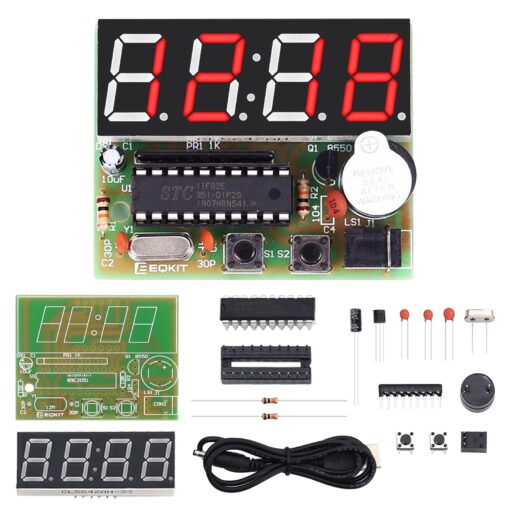 MiOYOOW 4-Digit Digital Clock Kits with PCB, DIY Alarm Clock Soldering Project Kit for Learning Electronics Soldering Practice with English Instructions 1 Pack-4 Digit Clock Kit(0.56 Inch)