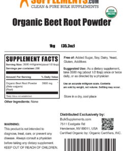 BULKSUPPLEMENTS.COM Organic Beet Root Powder - Beet Juice Organic, Beet Powder Organic, Beetroot Supplement - Vegan & Gluten Free, 3500mg of Organic Beet Powder per Serving, 1kg (2.2 lbs) 2.2 Pound (Pack of 1) 20 71lVhV08vCL