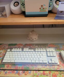 bonVIVO Massimo Small Desk - 43 Inch, Modern Computer Desk for Small Spaces, Living Room, Office and Bedroom - Study Table w/Glass Top and Shelf Space - White White/Glass 43" Desk 39 71lWCZUUPWL