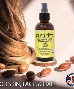 PURA D'OR Organic Moroccan Argan Oil (4oz / 118mL) USDA Certified 100% Pure Cold Pressed Virgin Premium Grade Moisturizer Treatment for Dry, Damaged Skin, Hair, Face, Body, Scalp (Packaging may vary) 21 71lYAqhH3NL