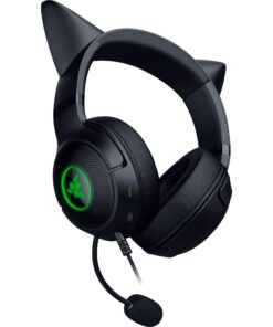 Razer Kraken Kitty V2 USB Wired RGB Headset: Chroma Kitty Ears - Stream Reactive Lighting - HyperClear Cardioid Mic - Triforce 40 mm Drivers - 7.1 Surround Sound - Classic Black 18 71lYmhvUEOL