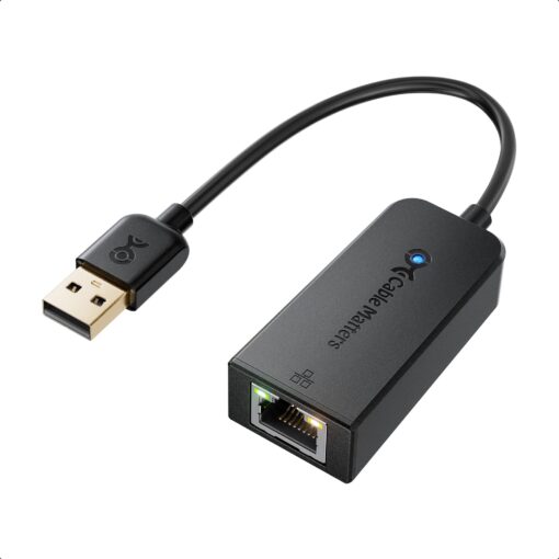 Cable Matters USB to Ethernet Adapter Supporting 10/100 Mbps Ethernet Network in Black 1