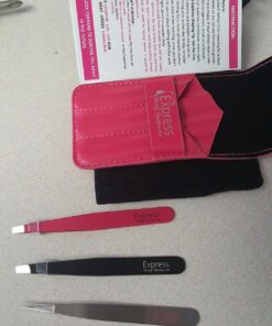 Express Beauty Boutique Tweezers 3pcs Set Pink Case Professional Quality Stainless Steel Precision Eyebrow Tweezer for Ingrown Hair Shaping Eyebrows. 32 71la9wTQi9L