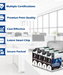 DOUBLE D LC20E LC20EXXL Black Ink Cartridges Compatible for Brother LC20E LC-20E XXL for Brother MFC-J985DW J775DW J5920DW J985DWXL Printer (4 Black) 9 71lab752SDL