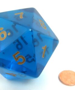 Alternative view of Koplow Games Jumbo Dice Transparent Sapphire/Gold 55mm Countdown D20