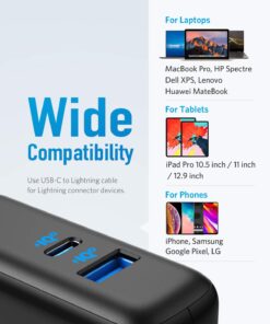 Anker 60W PIQ 3.0 & GaN Tech Dual Port Charger, PowerPort Atom III (2 Ports) Charger with a 45W USB C Port, for USB-C Laptops, MacBook, iPad Pro, iPhone, Galaxy, Pixel and More Black 16 71lbIpDwcSL