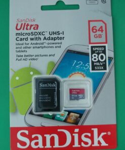 SanDisk Ultra 64GB microSDXC UHS-I Card with Adapter, Grey/Red, Standard Packaging (SDSQUNC-064G-GN6MA) 28 71lbsiq9RmL